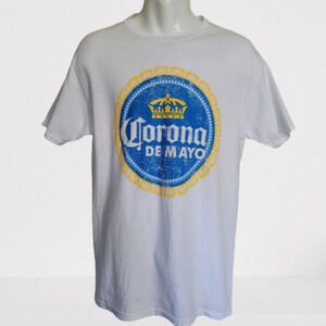 Corona De Mayo White Graphic T-Shirt Size Men's Medium Fruit of The Loom NEW